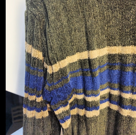 Vintage 2000s Y2k Acrylic Shiny Knit Cropped Sweater Green Stripe Womens S* - Picture 7 of 8